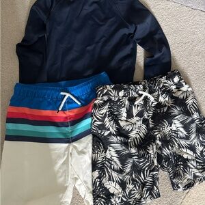 Old navy Swim shorts and long sleeve rash guard
